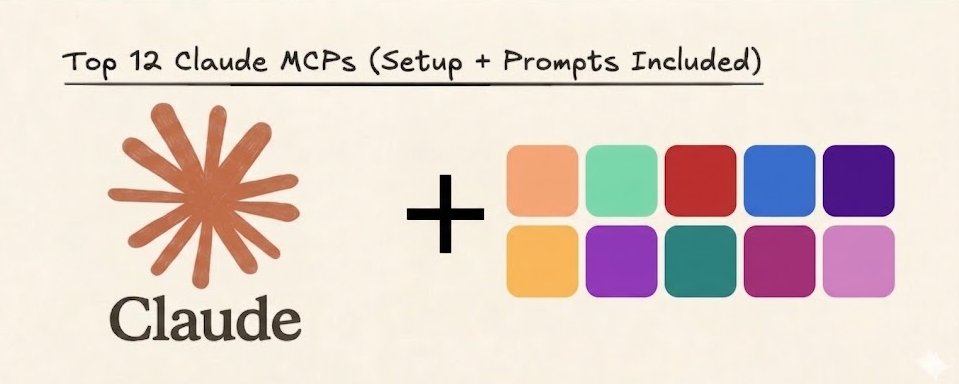 原帖封面:Top 12 Claude MCPs (Setup + Prompts Included)