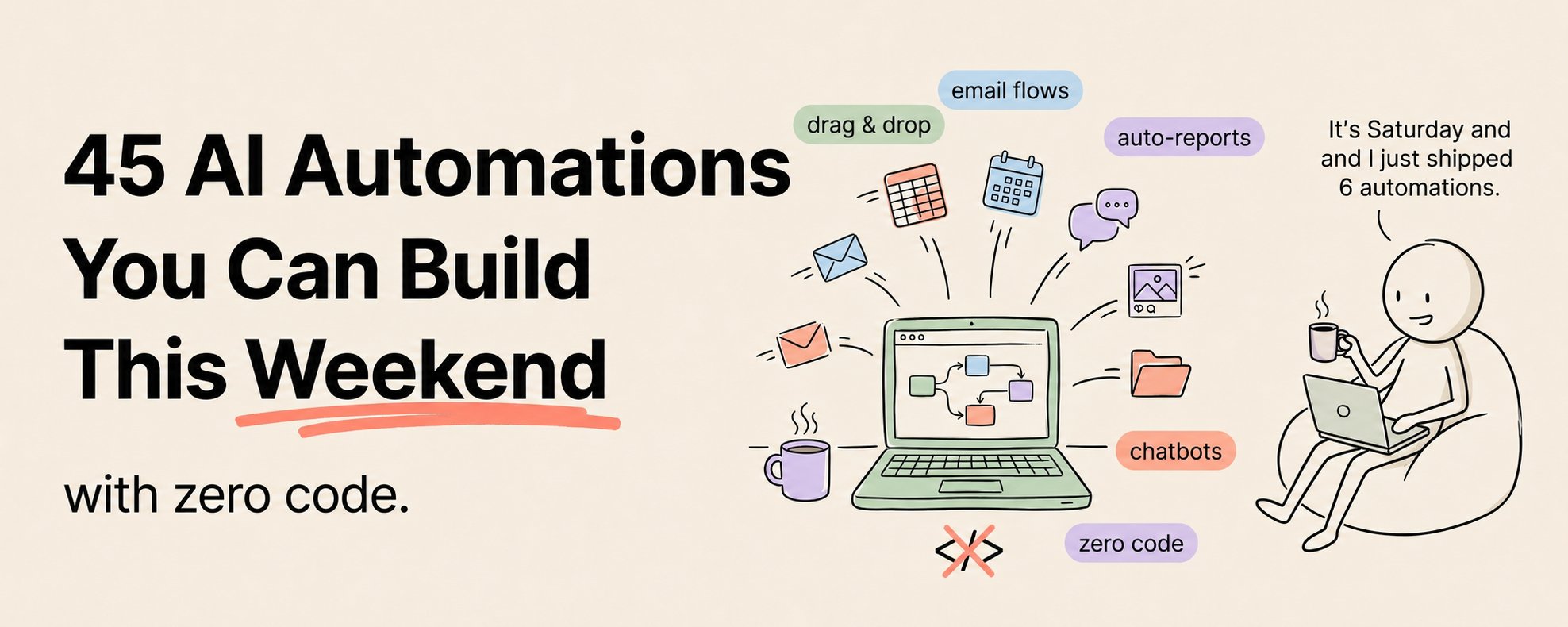 原帖封面:45 AI Automations You Can Build This Weekend