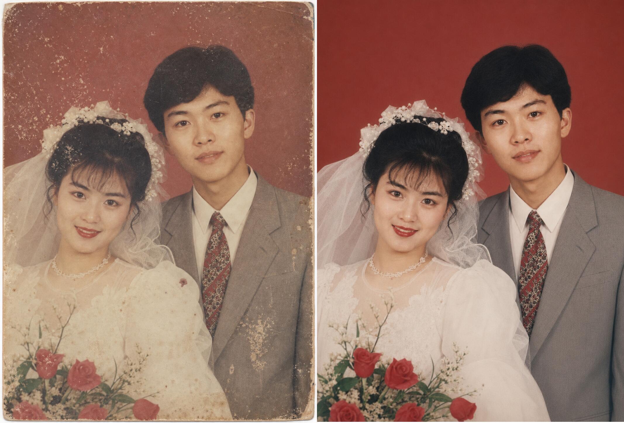 原帖封面:90年代旧婚纱照,修回“刚拍好的那一天”