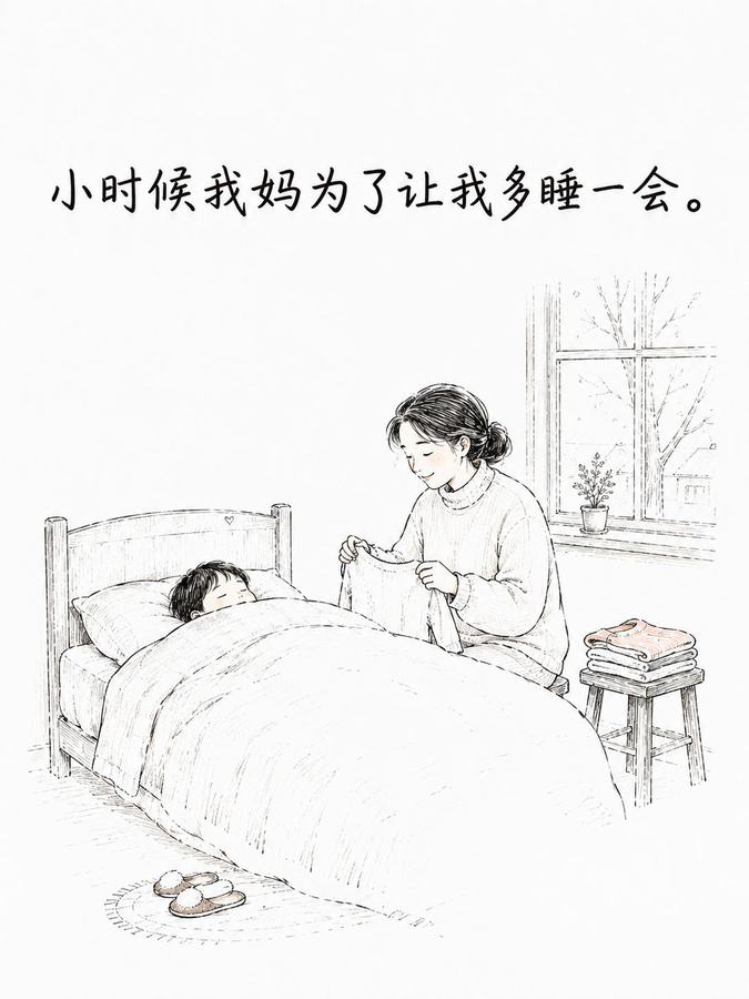 Cover of the original post: 小时候我妈为了让我多睡一会。
