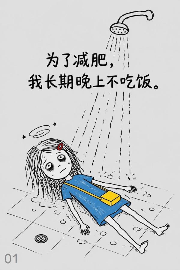 Cover of the original post: 为了减肥，我长期晚上不吃饭。