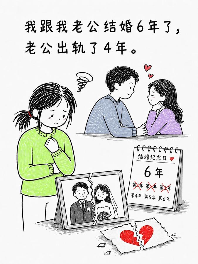 原帖封面:我跟我老公结婚6年了,老公出轨了4年。