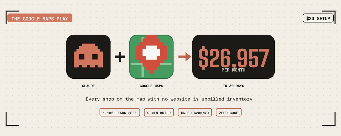 原帖封面:THE GOOGLE MAPS PLAY / $26,957 PER MONTH / $20 SETUP