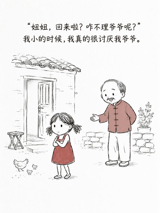 Cover of the original post: “妞妞，回来啦？咋不理爷爷呢？” / 我小的时候，我真的很讨厌我爷爷。