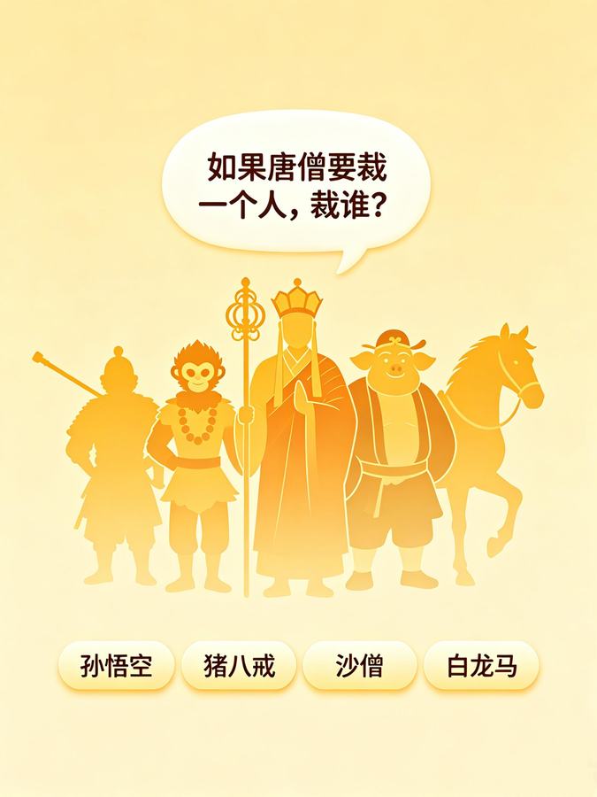 Cover of the original post: 如果唐僧要裁一个人，裁谁？