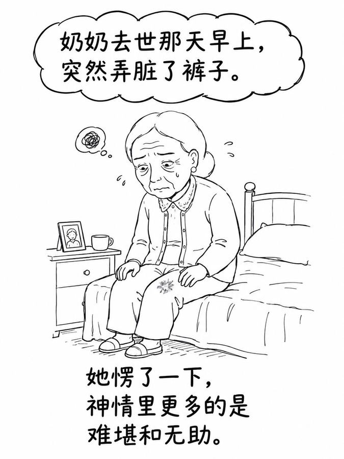 Cover of the original post: 奶奶去世那天早上，突然弄脏了裤子。