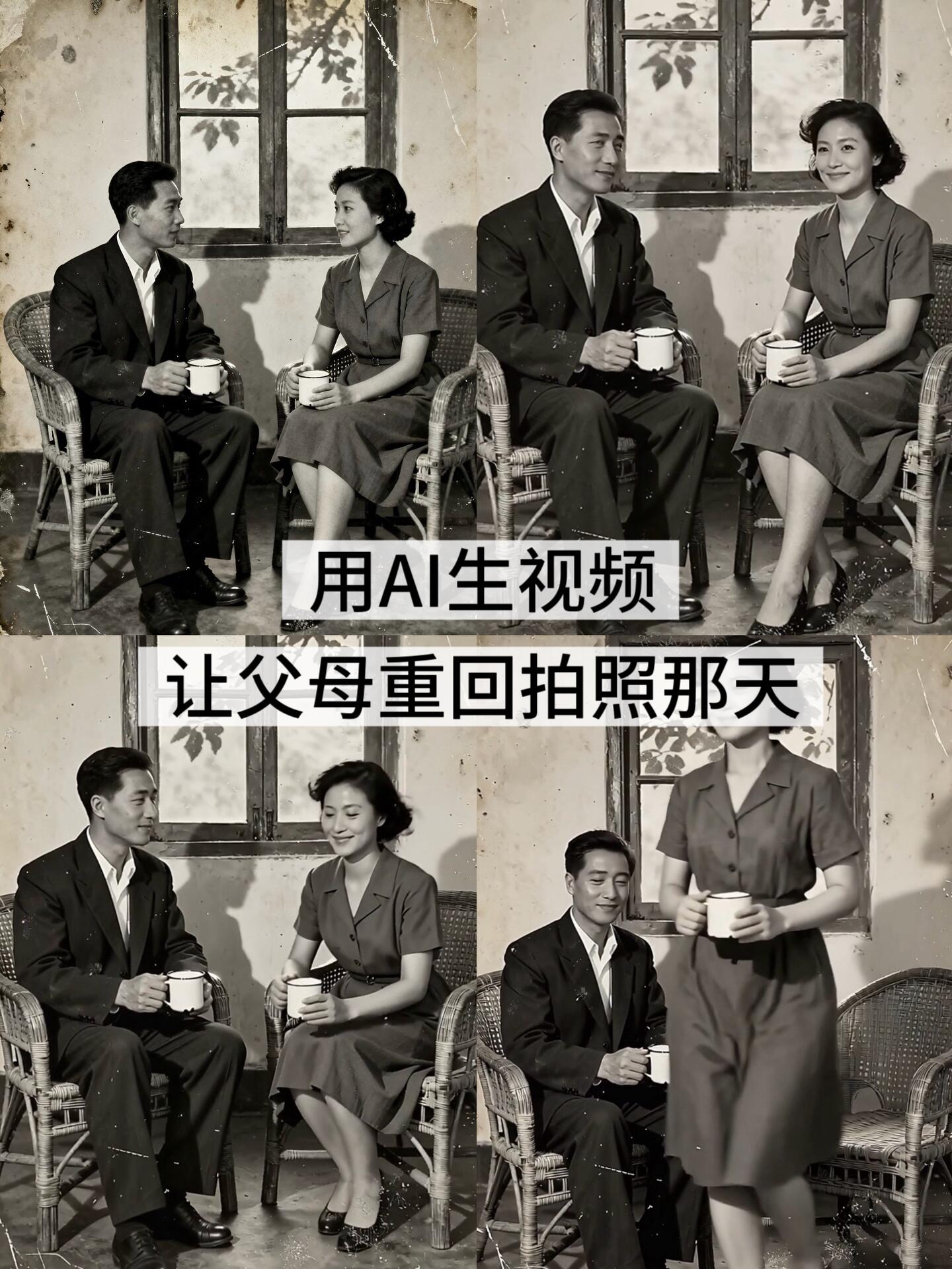原帖封面:用AI生视频 / 让父母重回拍照那天