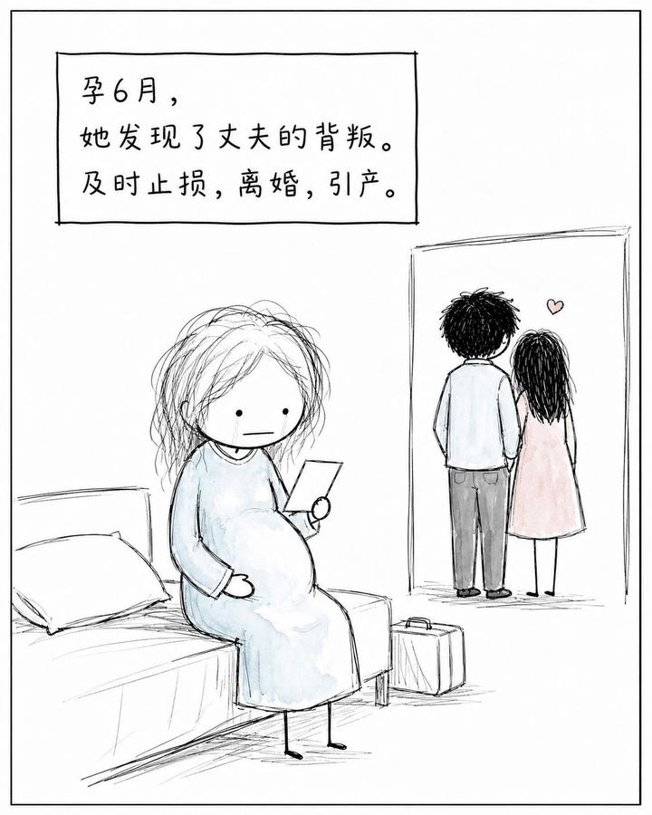 原帖封面:孕6月,她发现了丈夫的背叛。及时止损,离婚,引产。